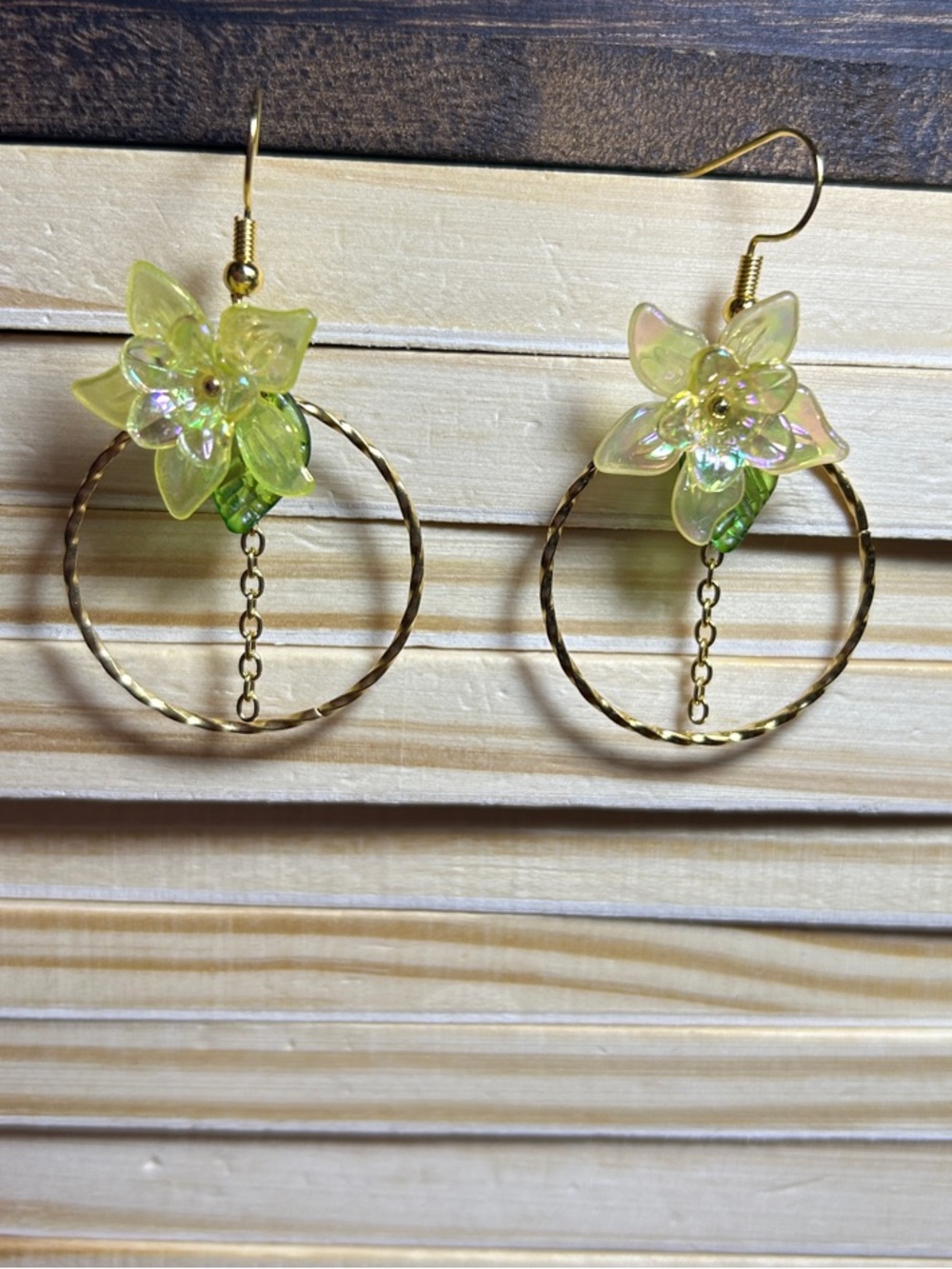 3/$25 Yellow Flower Hoop Earrings